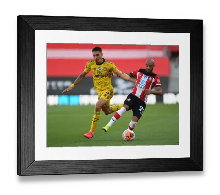 Framed Print : Intense Battle: Hector Bellerin's Determined Tackle on Nathan Redmond - Southampton vs Arsenal (2019-20) Framed Print : Intense Battle: Hector Bellerin's Determined Tackle on Nathan Redmond - Southampton vs Arsenal (2019-20)