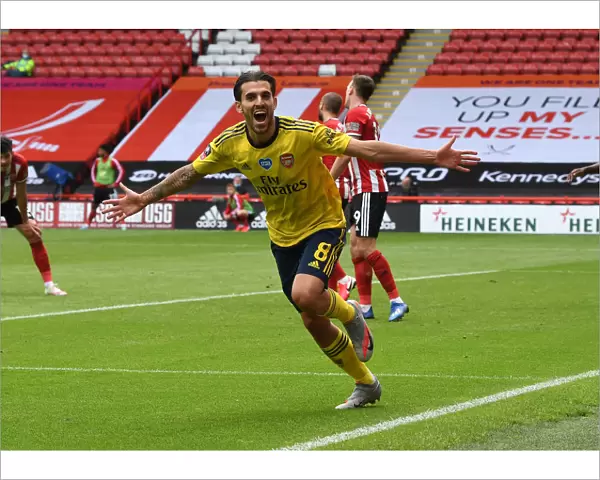 SHEFFIELD, ENGLAND - JUNE 28: Dani Ceballos celebrates scoring Arsenals 2nd goal during the FA Cup Fifth Quarter Final