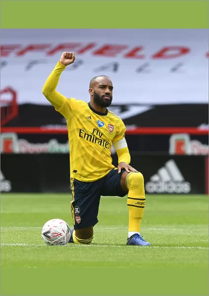 Alexandre Lacazette Kneels: A Show of Solidarity in FA Cup Quarterfinal - Sheffield United vs. Arsenal