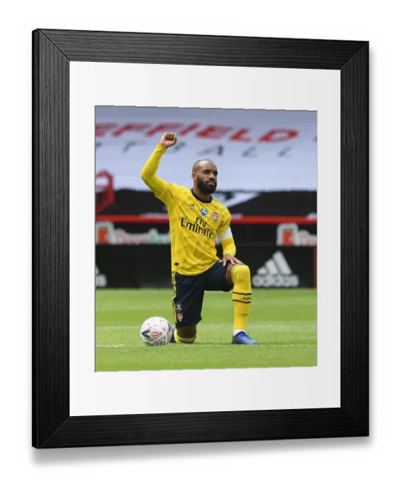 Framed Print : Alexandre Lacazette Kneels: A Show of Solidarity in FA Cup Quarterfinal - Sheffield United vs. Arsenal Framed Print : Alexandre Lacazette Kneels: A Show of Solidarity in FA Cup Quarterfinal - Sheffield United vs. Arsenal