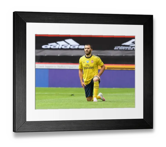Framed Print : Arsenal's Sead Kolasinac Takes a Knee Before FA Cup Quarterfinal vs Sheffield United