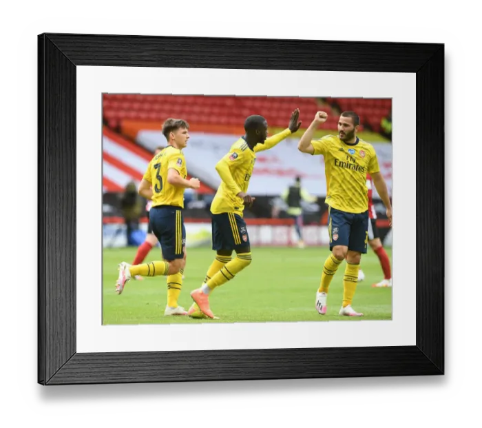 Framed Print : Nicolas Pepe's FA Cup Goal: Arsenal's Quarterfinal Victory over Sheffield United