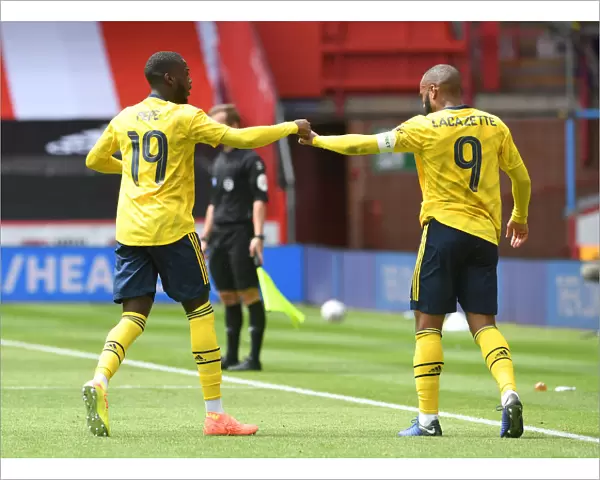 Arsenal's Nicolas Pepe and Alexandre Lacazette Celebrate Goal in FA Cup Quarterfinal vs Sheffield United