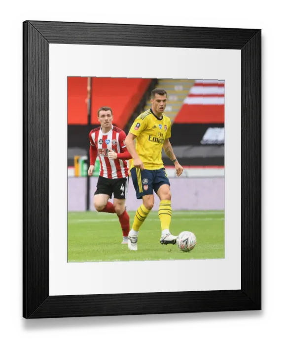 Framed Print : Granit Xhaka in Action: Arsenal vs Sheffield United, FA Cup Quarterfinal