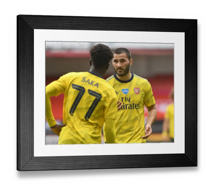 Framed Print : Arsenal's Kolasinac and Saka in Deep Conversation during FA Cup Quarterfinal vs Sheffield United Framed Print : Arsenal's Kolasinac and Saka in Deep Conversation during FA Cup Quarterfinal vs Sheffield United