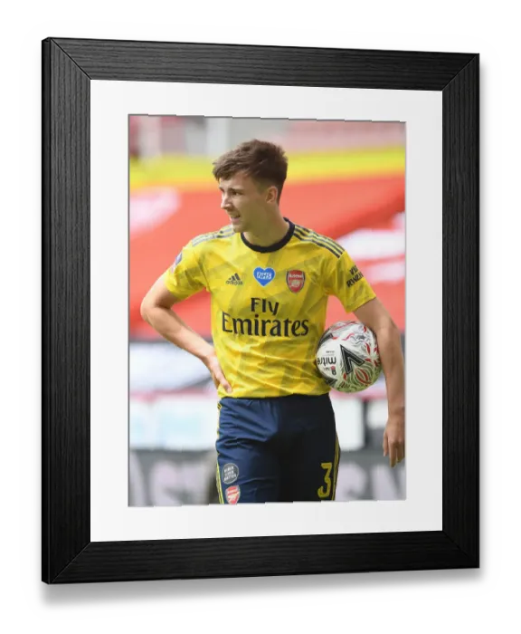 Framed Print : SHEFFIELD, ENGLAND - JUNE 28: Kieran Tierney of Arsenal during the FA Cup Fifth Quarter Final match between Sheffield