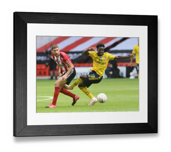 Framed Print : FA Cup Quarterfinal: Bukayo Saka Fouls by Chris Basham - Sheffield United vs. Arsenal