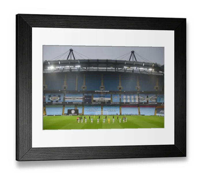 Framed Print : Manchester City vs. Arsenal: Premier League Showdown with Pre-Match Silence (June 2020) Framed Print : Manchester City vs. Arsenal: Premier League Showdown with Pre-Match Silence (June 2020)