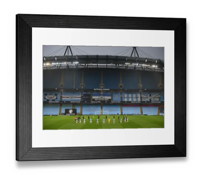 Framed Print : Pre-Match Silence: Manchester City vs. Arsenal - Tribute to June 2020