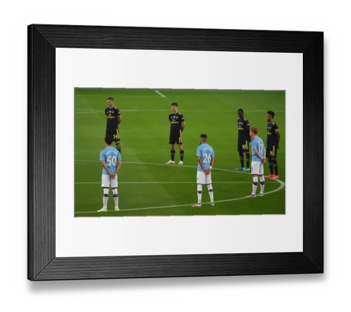 Framed Print : Premier League Showdown: Manchester City vs. Arsenal - A Moment of Silence (June 2020) Framed Print : Premier League Showdown: Manchester City vs. Arsenal - A Moment of Silence (June 2020)