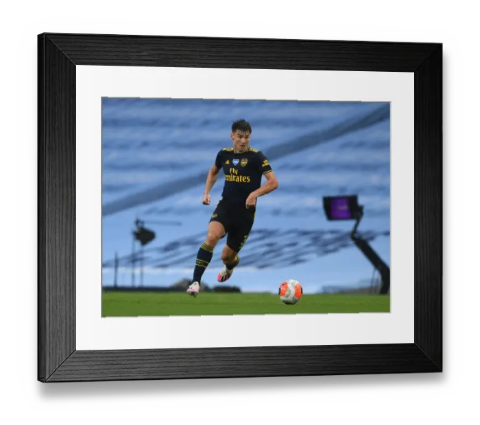 Framed Print : Kieran Tierney Faces Manchester City: Arsenal vs. City - Premier League 2019-2020