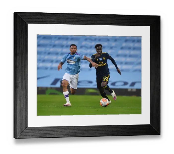 Framed Print : Clash of Stars: Bukayo Saka vs. Gabriel Jesus - Premier League Showdown (Manchester City vs. Arsenal FC, 2019-20) Framed Print : Clash of Stars: Bukayo Saka vs. Gabriel Jesus - Premier League Showdown (Manchester City vs. Arsenal FC, 2019-20)