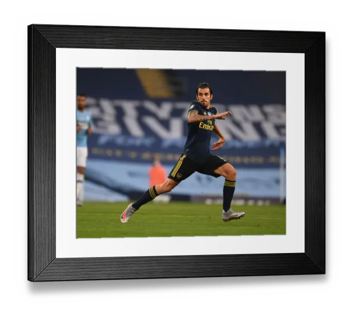 Framed Print : Dani Ceballos of Arsenal Faces Manchester City in Premier League Showdown (2019-20)