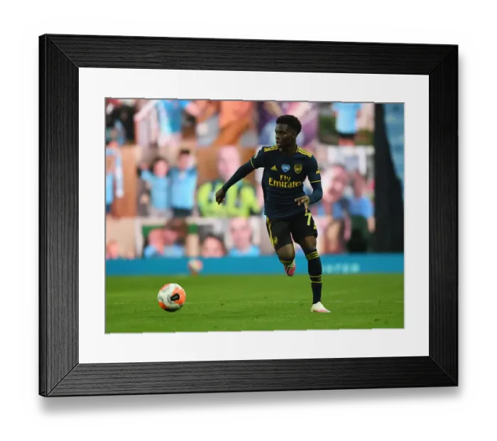 Framed Print : Bukayo Saka in Action: Manchester City vs. Arsenal, Premier League 2019-2020