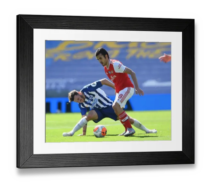 Framed Print : Empty Stands: Dani Ceballos Plays On as Arsenal Face Brighton Amidst Coronavirus Pandemic (2020)