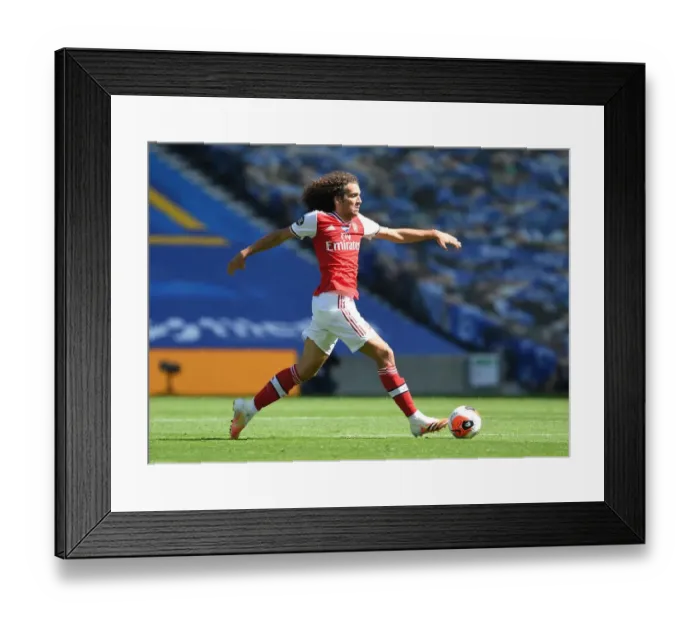 Framed Print : Empty Stands: Matteo Guendouzi of Arsenal in Action against Brighton & Hove Albion (2020)