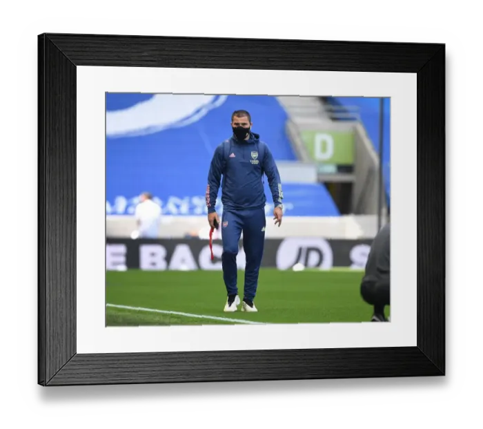 Framed Print : Empty Stadium: Sead Kolasinac of Arsenal Prepares for Brighton & Hove Albion Clash (2020) Framed Print : Empty Stadium: Sead Kolasinac of Arsenal Prepares for Brighton & Hove Albion Clash (2020)