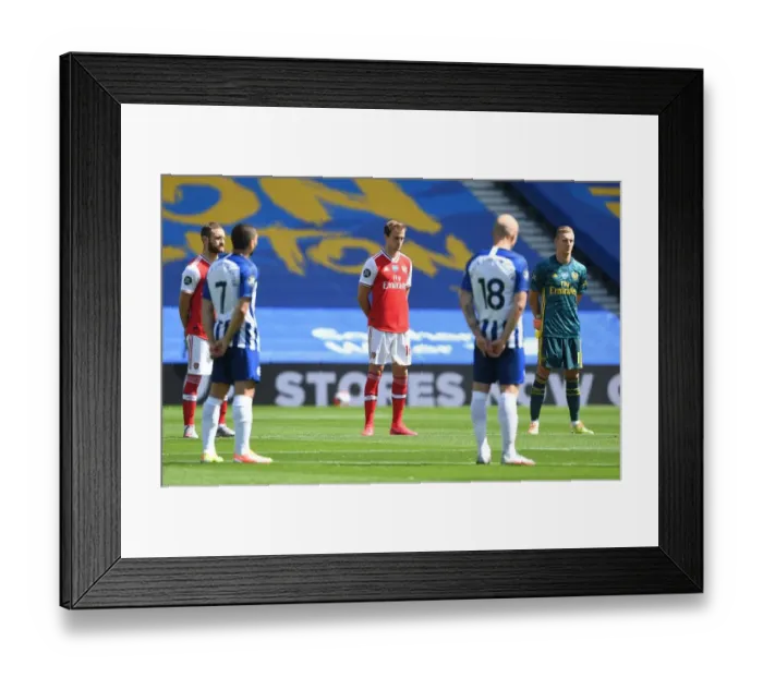 Framed Print : Arsenal's Silent Victory: Brighton & Hove Albion vs. Arsenal FC in Empty Premier League Stadium (June 2020)