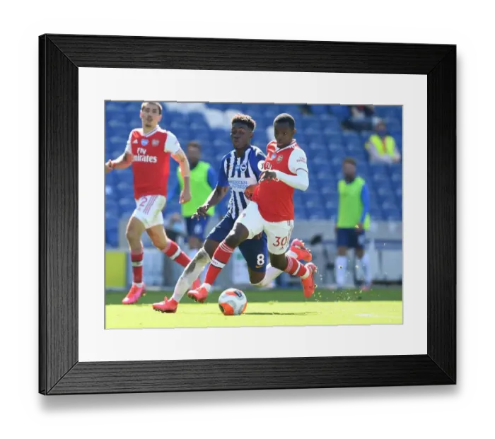 Framed Print : Arsenal's Eddie Nketiah Scores Against Brighton in Empty Premier League Stadium