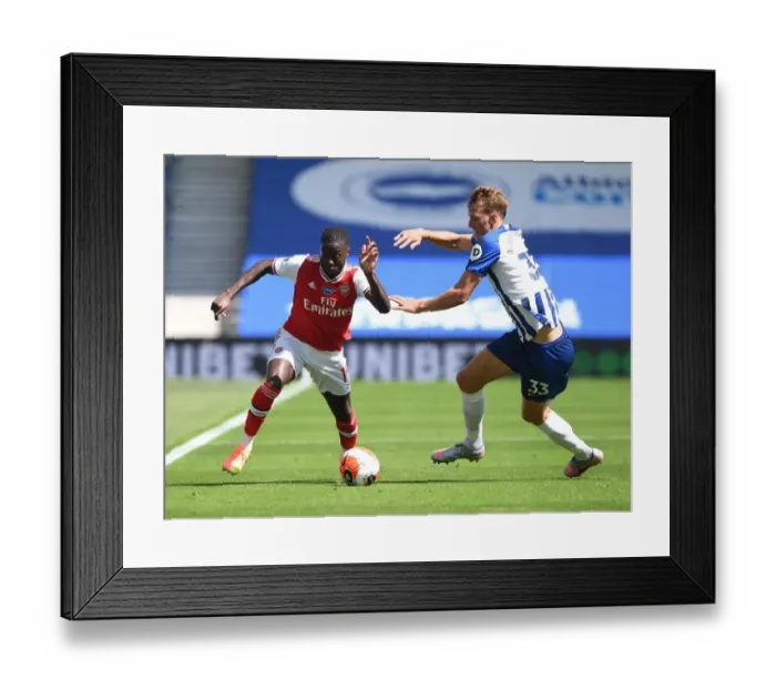Framed Print : Brighton vs. Arsenal: Empty Net Rivalry - Pepe vs. Burn in the Ghostly Premier League Framed Print : Brighton vs. Arsenal: Empty Net Rivalry - Pepe vs. Burn in the Ghostly Premier League