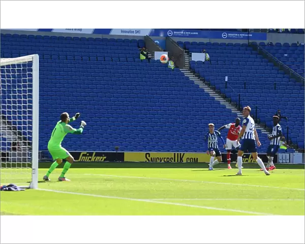 Pepe Scores the Lone Goal: Brighton vs. Arsenal in Empty Premier League Stadium (2020)