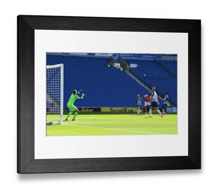 Framed Print : Pepe Scores the Lone Goal: Brighton vs. Arsenal in Empty Premier League Stadium (2020)