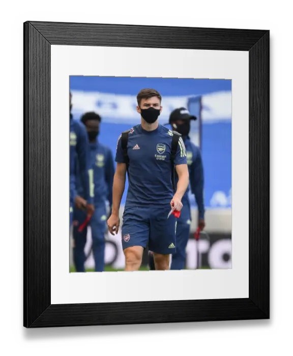 Framed Print : Arsenal's Kieran Tierney at Empty Brighton Stadium - Premier League 2019-2020