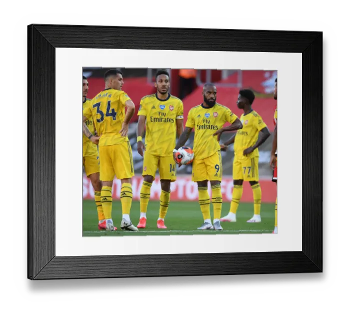 Framed Print : Arsenal's Xhaka, Aubameyang, and Lacazette in Action against Southampton (2019-20)