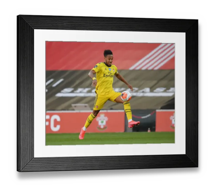 Framed Print : Arsenal's Aubameyang Stars in Southampton Showdown: Premier League 2019-2020