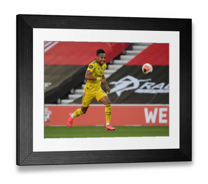 Framed Print : Arsenal's Aubameyang Scores Decisive Goal: Southampton 1-2 Arsenal (Premier League 2019-2020)