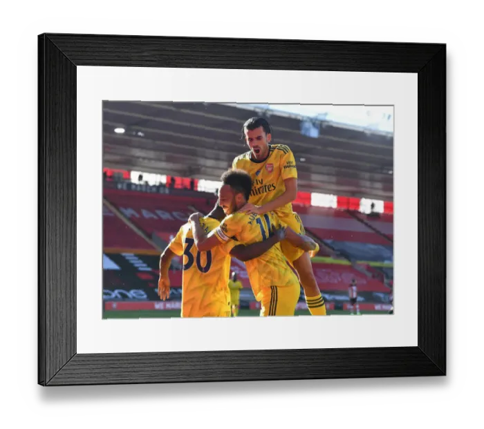 Framed Print : Arsenal's Nketiah and Aubameyang: Celebrating a Goal Together Against Southampton (2019-20)