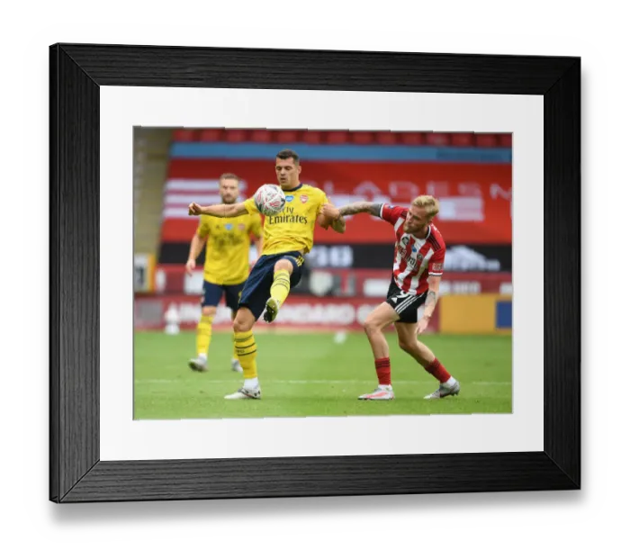 Framed Print : FA Cup Showdown: Xhaka vs McBurnie - Sheffield United vs Arsenal Framed Print : FA Cup Showdown: Xhaka vs McBurnie - Sheffield United vs Arsenal