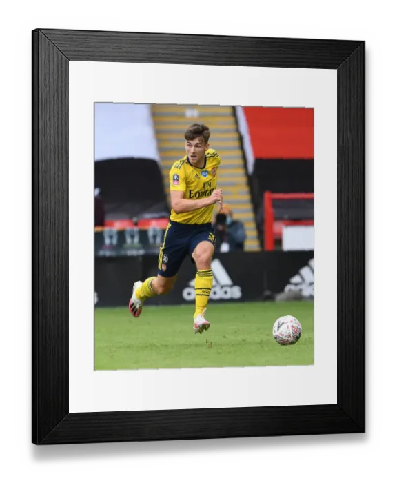 Framed Print : Arsenal's Kieran Tierney in FA Cup Quarterfinal Action against Sheffield United