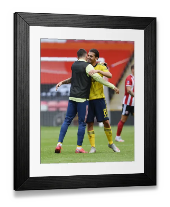 Framed Print : Arsenal Celebrate FA Cup Quarterfinal Victory Over Sheffield United: Dani Ceballos and Hector Bellerin Embrace Framed Print : Arsenal Celebrate FA Cup Quarterfinal Victory Over Sheffield United: Dani Ceballos and Hector Bellerin Embrace