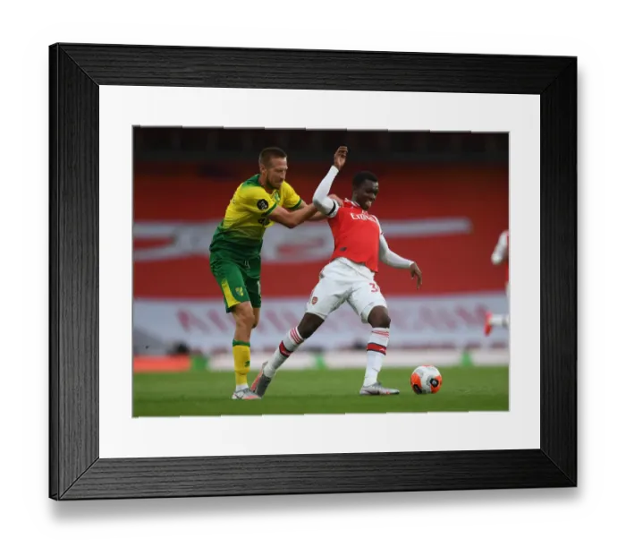 Framed Print : Arsenal vs Norwich: Nketiah Fouls by Stiepermann in Premier League Clash (2019-20) Framed Print : Arsenal vs Norwich: Nketiah Fouls by Stiepermann in Premier League Clash (2019-20)