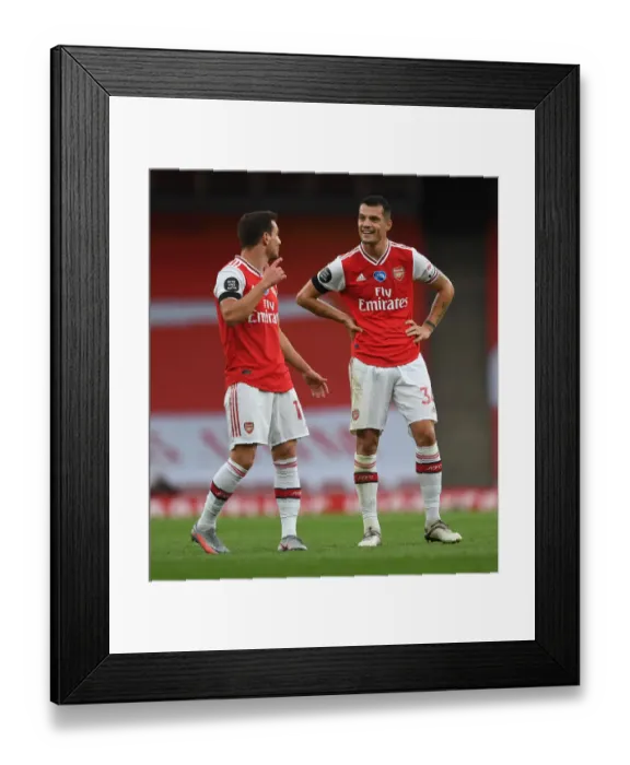 Framed Print : Arsenal's Cedric Soares and Granit Xhaka in Action against Norwich City (2019-20)