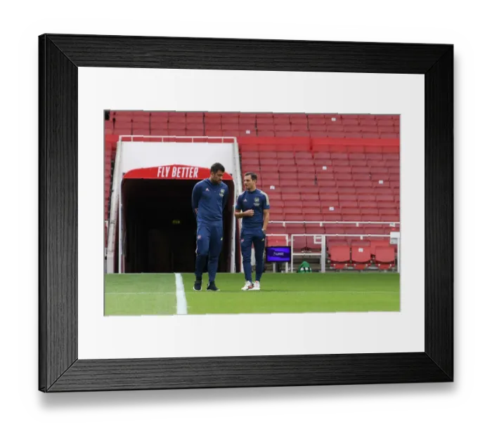 Framed Print : Arsenal FC: Sokratis and Cedric Soares Prepare for Norwich City Clash (Premier League 2019-20)