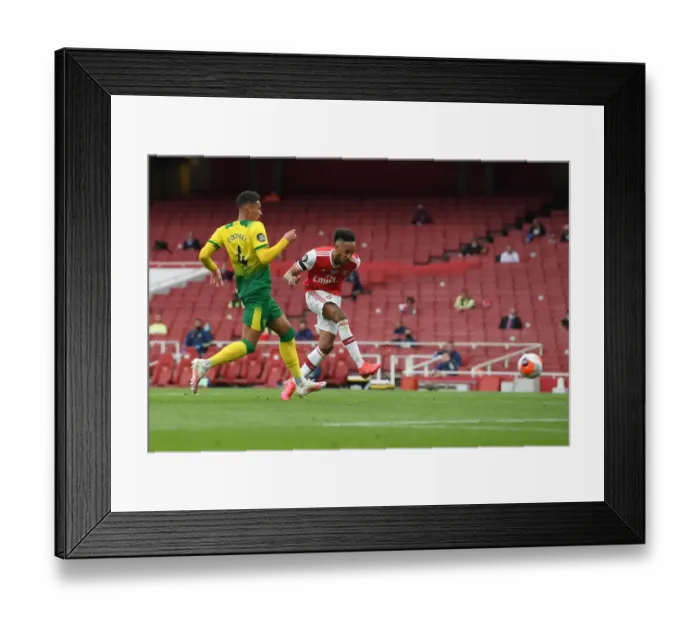 Framed Print : Arsenal's Aubameyang Scores Third Goal Against Norwich City (2019-20)