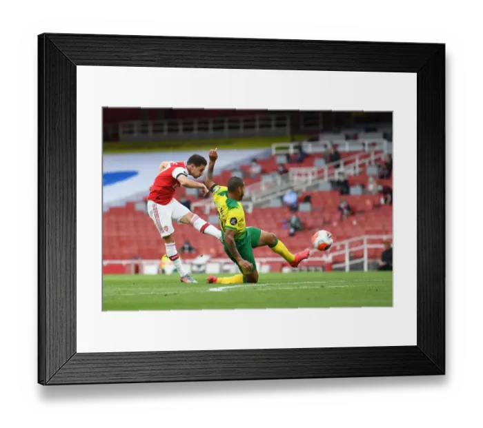 Framed Print : Arsenal's Cedric Soares Scores Fourth Goal vs Norwich City (2019-20)