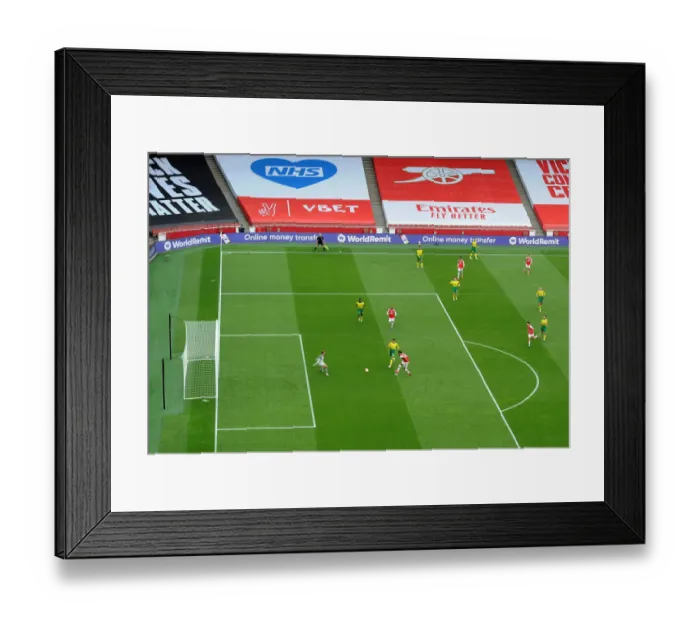 Framed Print : Arsenal's Aubameyang Scores Third Goal vs Norwich City (2019-20)