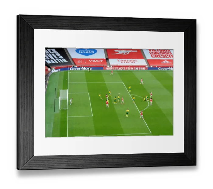 Framed Print : Cedric Soares Scores Arsenal's Fourth Goal vs. Norwich City (2019-20)