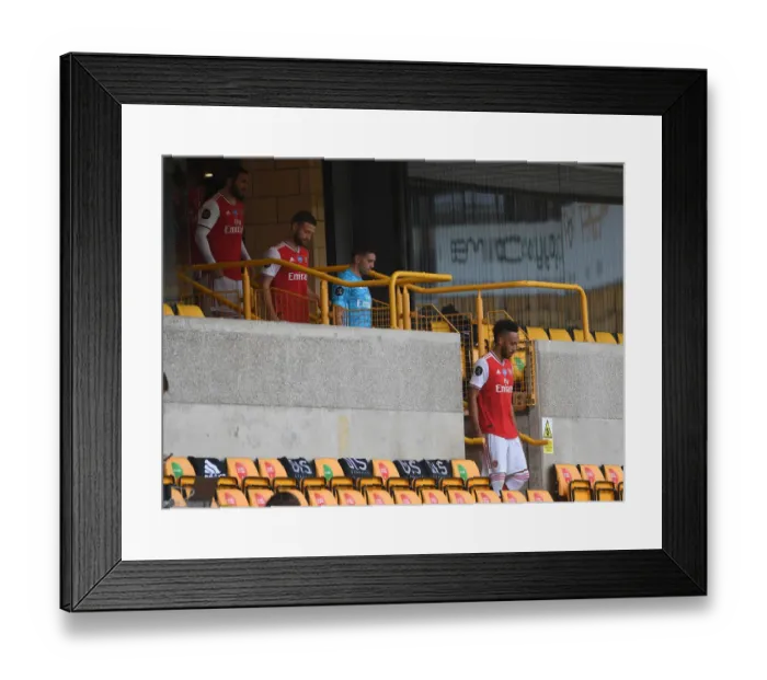 Framed Print : Arsenal's Aubameyang Leads Team Out vs. Wolverhampton Wanderers (2019-2020)