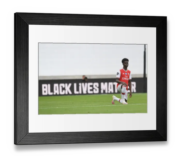 Framed Print : Bukayo Saka Kneels: Wolverhampton Wanderers vs. Arsenal FC, Premier League 2019-2020 Framed Print : Bukayo Saka Kneels: Wolverhampton Wanderers vs. Arsenal FC, Premier League 2019-2020