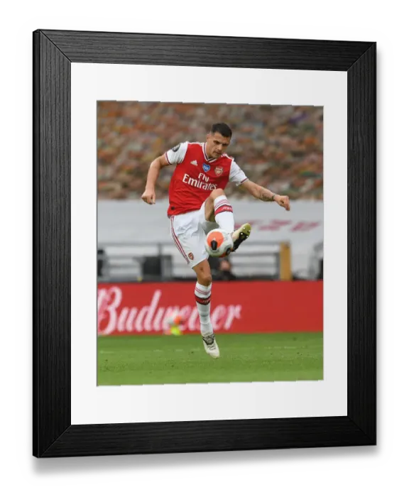 Framed Print : Granit Xhaka: Arsenal's Midfield Maestro Shines Against Wolverhampton Wanderers, Premier League 2019-2020