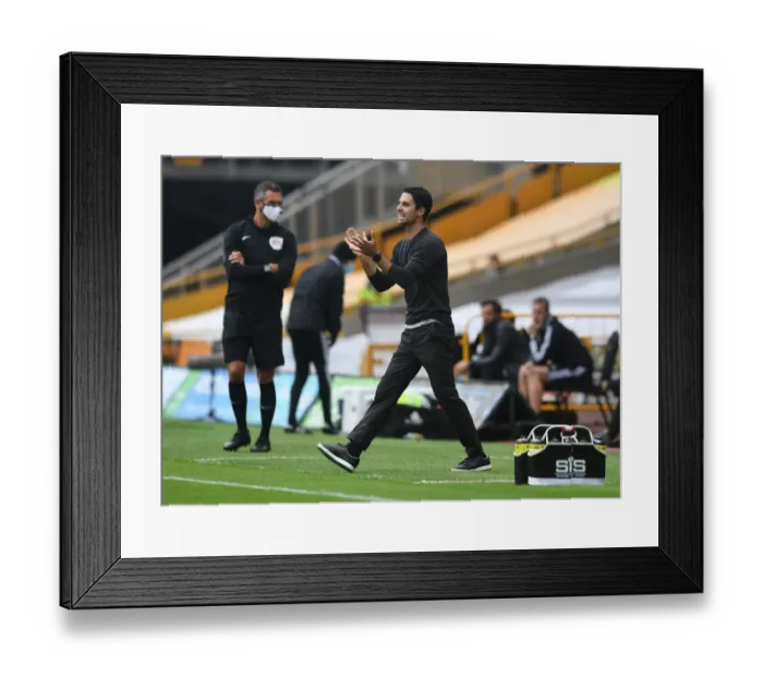 Framed Print : Mikel Arteta Leads Arsenal FC Against Wolverhampton Wanderers in Premier League 2019-2020