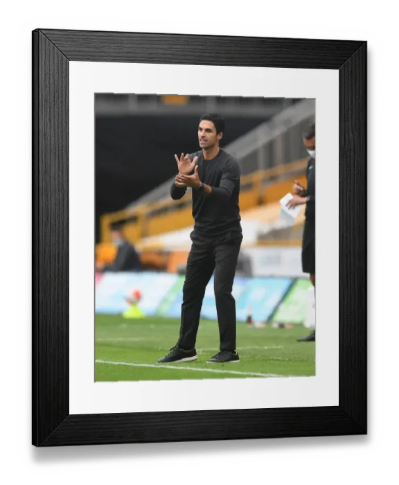 Framed Print : Mikel Arteta Guides Arsenal in Wolverhampton Clash (Premier League 2019-2020)