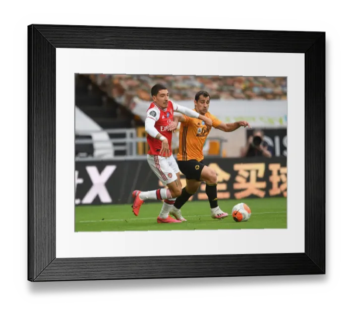 Framed Print : Bellerin vs Jonny: Intense Battle at Molineux - Wolverhampton Wanderers vs Arsenal FC, Premier League 2019-2020