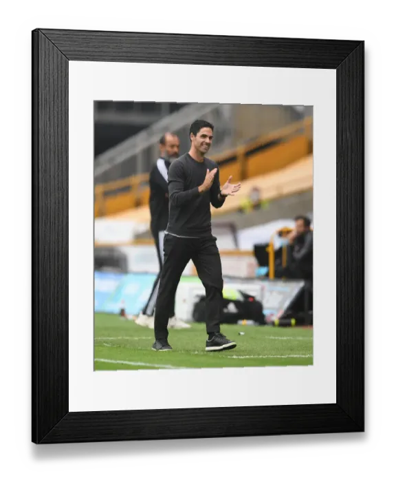 Framed Print : Mikel Arteta at Wolverhampton Wanderers vs Arsenal FC, Premier League 2019-2020