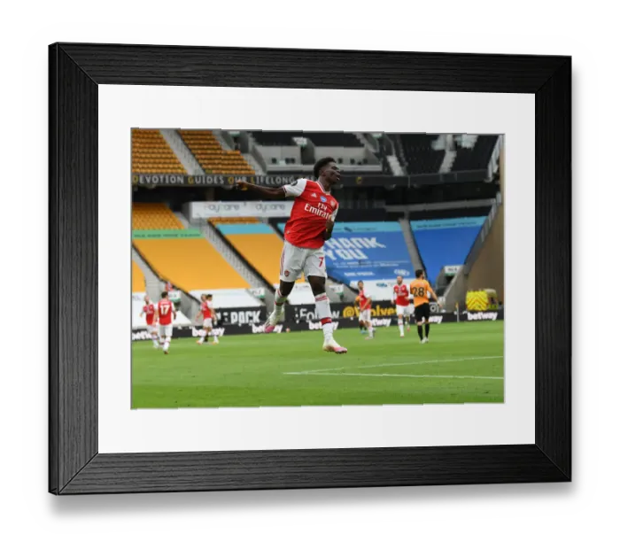 Framed Print : Bukayo Saka's Goal: Arsenal's Victory over Wolverhampton Wanderers in the Premier League (2019-20)