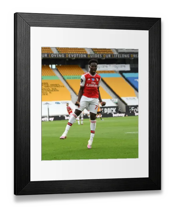 Framed Print : Bukayo Saka's Thrilling Goal: Arsenal's Victory over Wolverhampton Wanderers (2019-20)
